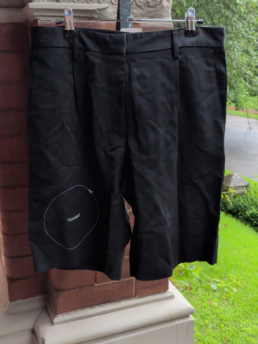 Nwt Off-White Black Straight-Leg Shorts with Logo And White Stitch Detail